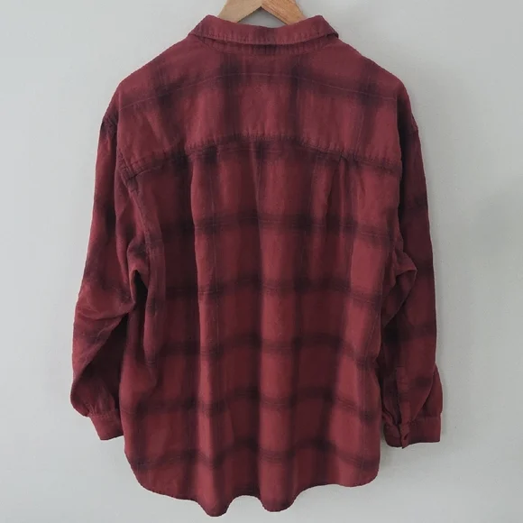 Calvin Klein Jeans Burgundy Plaid Shirt - Picture 4 of 5